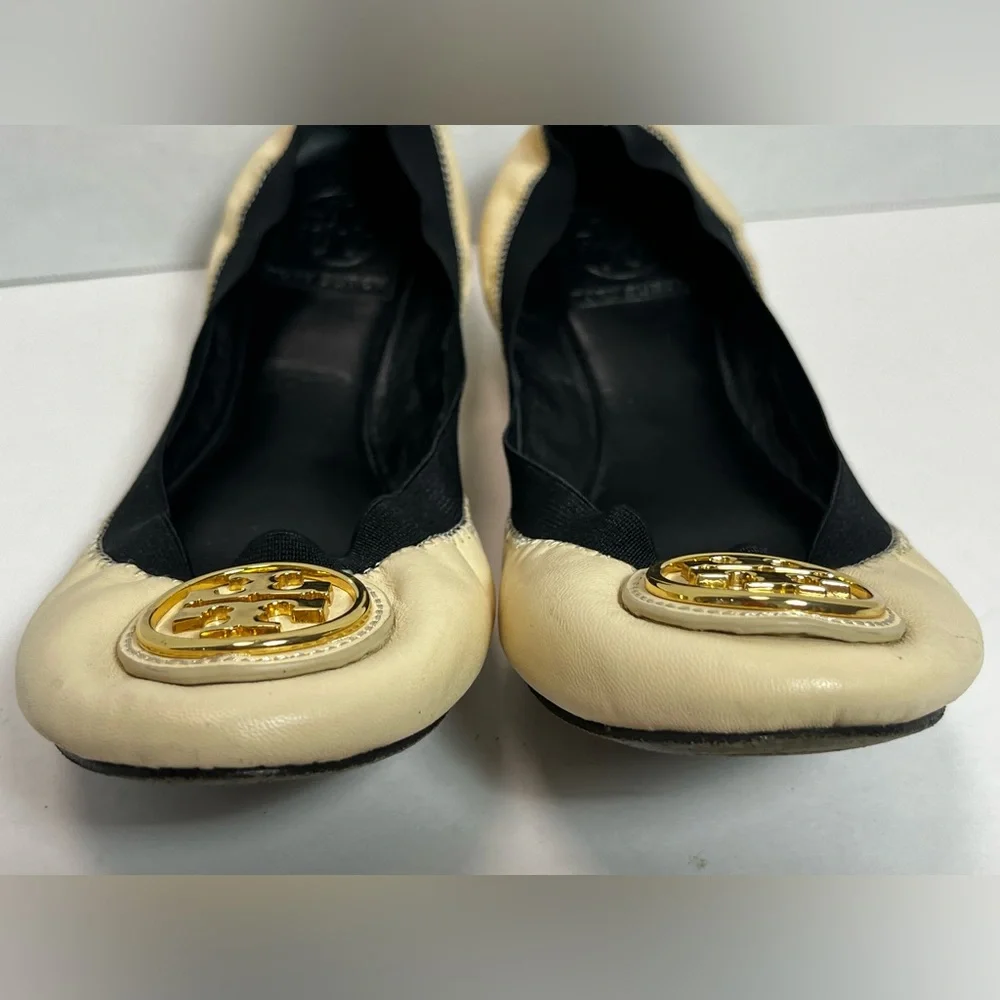 Tory Burch Caroline Flats Size 9 Cream & Black - Picture 8 of 13